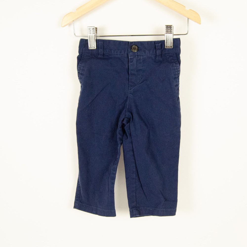 Ralph Lauren Chino Pants Kids 12M Navy‎ Blue Cotton Twill Elastic Waist Trousers